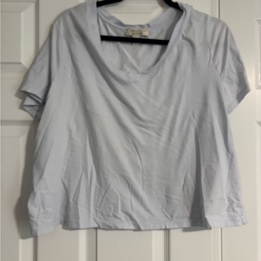 Forever 21 Light Blue Short Sleeve V-Neck Top